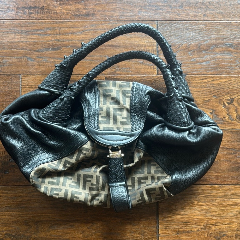 FF Black and Brown braided handle Women's Bag